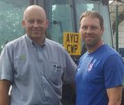 Ben Connell (right) with Adrian Brown from Tomlinson’s Groundcare