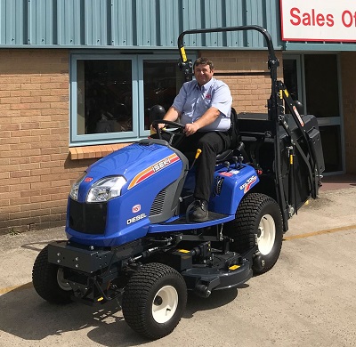Robin Wearn, head of groundcare sales for MST, sitting at their head office in Tiverton