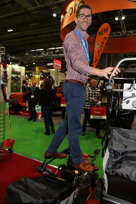 Mark Rochford demonstrating the strength of the Weibang professional mowers