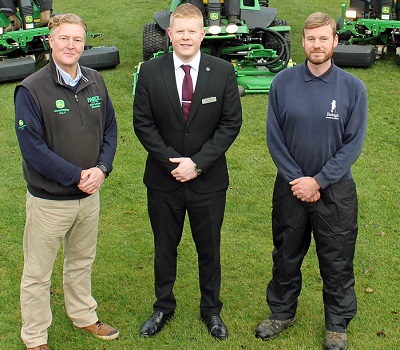 John Deere dealer Farol golf & turf area manager Dave Searles, Farleigh Golf Club general manager Adam Walsh and course manager Kenny MacPhail