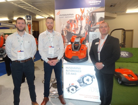 Andrew Lees, Jonathan Snowball and Ken Brewster on the Husqvarna stand