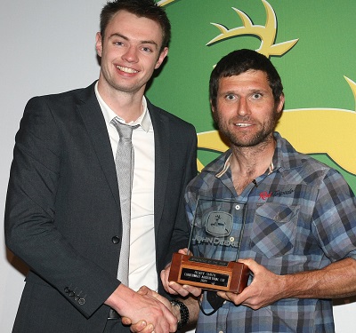Guy Martin (right) presented the John Deere Apprentice of the Year award to Henry Smith of Cornthwaite Agricultural Ltd
