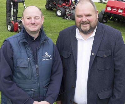Edgbaston Golf Club course manager Eddie Mills, left, with Reesink Turfcare’s Jon Lewis