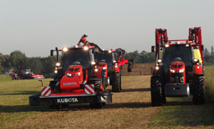 Kubota began the convention with a parade of new tractors and attachments