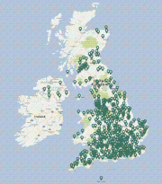 Map showing dealer sign-ups for Garden Trader across the UK
