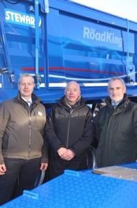 James Stewart (centre) with Richard Vaughan, Director of Retail Operations at CLAAS UK (left) and Chris Chilvers, Franchise Manager for MANNS Ltd