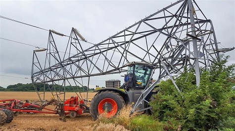 A recent GPS related crash between a tractor and pylon happened in Nottinghamshire - as pictured in the Grantham Journal