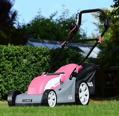 Limited edition pink Cobra GTRM38P electric lawnmower