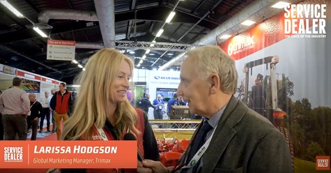 Larissa Hodgson, global marketing manager at Trimax speaking to Laurence Gale