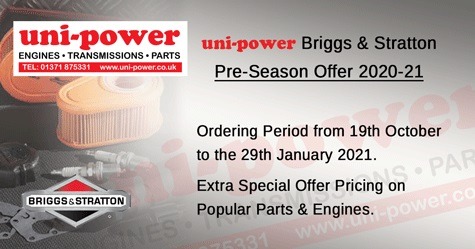 Uni-power are proud to announce the Briggs & Stratton Dealer Pre-Season Offer 2020-21