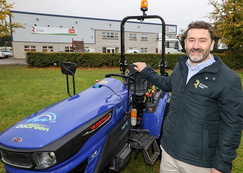 Tomás Cooney with one of the all electric tractors 