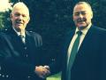 Ewen Wilson (right), sales manager at Dennis and SISIS thanks Alan Ronaldson (left) for twelve years' service at the company before retiring