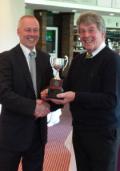 Highspeed Group's Joint MD, David Mears presents the trophy to Alex Taylor, secretary Salisbury and South Wilts Golf Club, who received the cup on behalf of the Wessex Secretaries
