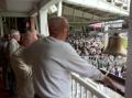 Mick Hunt ringing the five minute bell on Saturday at Lord's, photographed by Turf Pro publisher and MCC member, Chris Biddle