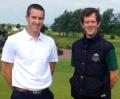 Paul Moreton (left), Germinal Seeds Technical Sales Representative for the North West, Midlands and North Wales, with customer, Simon White of The Chase Golf Club