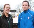 Rebecca Turner from Sherriff Amenity with Wayne Simpson, head groundsman at York City FC