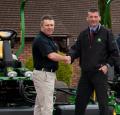 (Left to right) Bryn Meadow's course manager David Jakeway and turf equipment manager Gareth Beck of John Deere dealer Frank Sutton