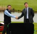 Area sales manager James Robson of John Deere dealer Henton & Chattell with Branston Golf & Country Club's managing director Ben Laing