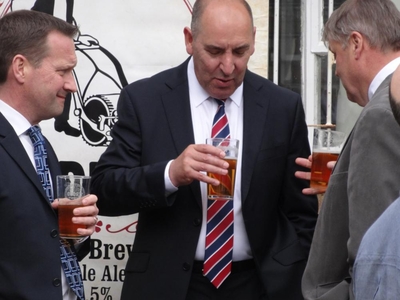 Steve Campbell, Ian Small and Keith Christian discuss Budding - beer