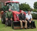 Michael Buck, assistant greenkeeper, Patrick Swinn, head greenkeeper, Julian Copping, Lely Turfcare, and Bob Tawell, secretary manager, with Rushmere's new TYM tractor