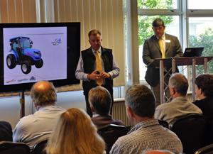 Product Manager Richard Tyrrell and Sales Manager John Quinton address the dealer group