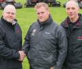 Head greenkeeper Glenn Rayfield, centre, with Lely's Julian Copping, left, and Andy Branton of TNS Group