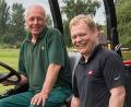 Head greenkeeper of Barnham Broom Golf Club Brian Lemmon seated on the club’s Toro Groundsmaster 4000-D, with Reesink Turfcare’s Danny Lake