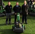 L-R: Waltham Windmill Golf Club’s head greenkeeper Robert Welford, Tony Jenkins of John Deere dealer F G Adamson & Son and club proprietor Niel Strawson
