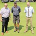 James Leitch, course manager in the middle, with Chris Huggins general manager on the left and Elliot Wellman from Devon Garden Machinery