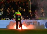 The flare set fire to Hyde FC's artificial pitch