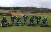 L-R: Notts Golf Club Hollinwell green chairman Nick Jones, John Deere Limited territory manager Nikki McKenzie, machinery/maintenance manager Peter Armson, James Robson of Henton & Chattell, course manager Phil Stain, Sam Russo of Henton & Chattell and club secretary/manager Martyn Bonner MBE