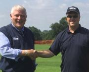 L-R: Jon Proffitt of Trilo with Head Groundsman, Malcolm Edwards
