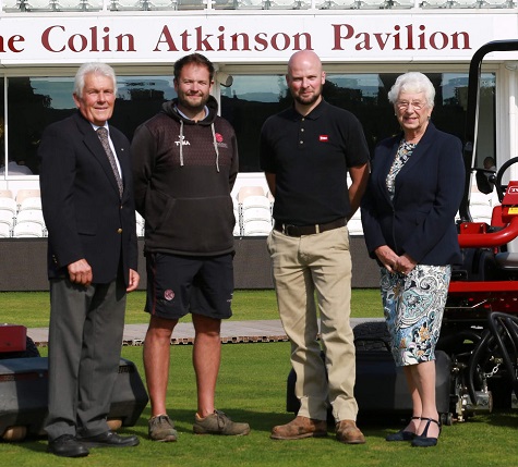 Head groundsman Simon Lee, second from left, with Alan Dommett, left, Jeanette Dommett and Elliot Wellman all from Devon Garden Machinery