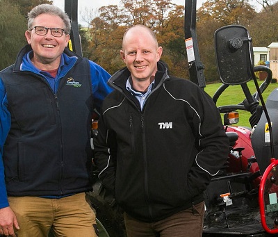 L-R: Smytham Holiday Park owner, Tony Harper, with Rob Read from Devon Garden Machinery