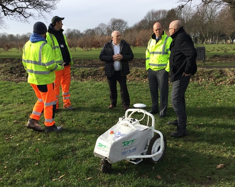 L-R: Darren Bisby, Street Scene Operations Manager; Andy Rutherford, Head of Street Scene and Highways Operations; and Doncaster CC councillor Joe Blackham meet with staff from Doncaster Council