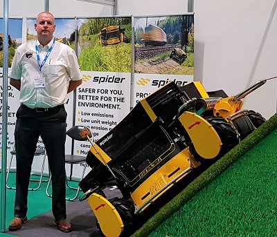 Stuart Winwood, area sales manager for Machinery Imports with the Spider at ExCeL