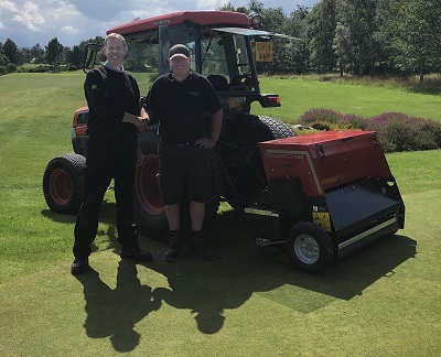 Michael Mann (right) taking delivery of his SpeedSeed 1100 from Craig Chalmers of MacGregor Industrial Supplies