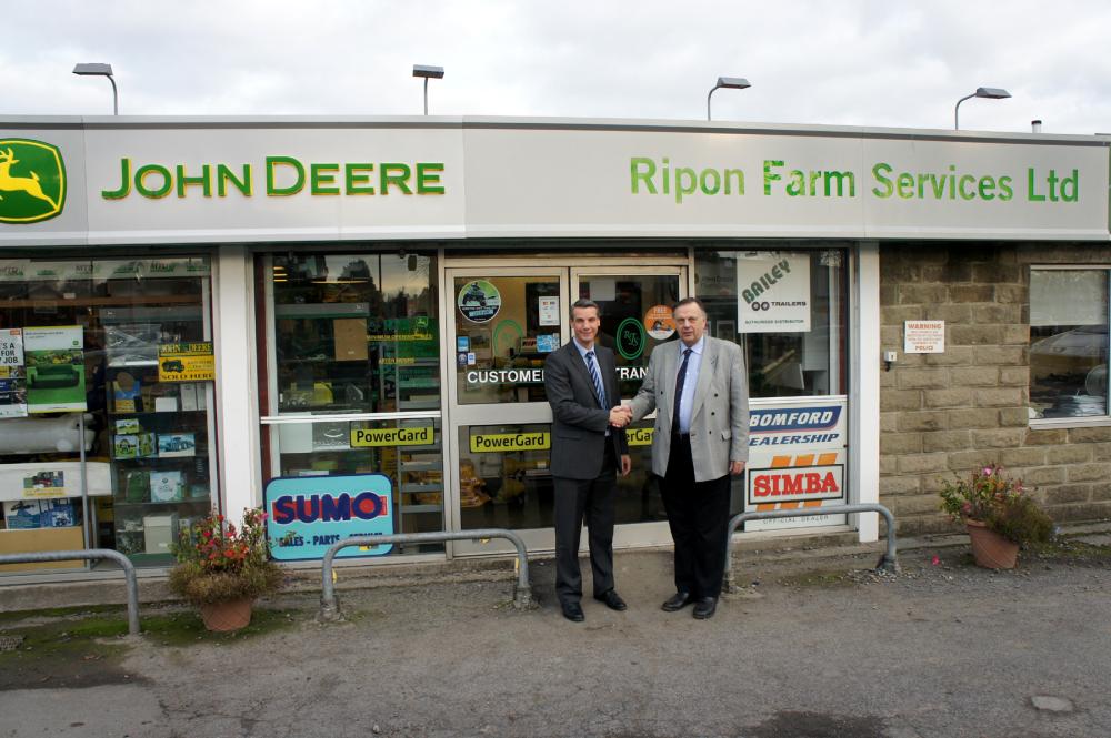 Claytons Nick Riley with Geoff Brown of Ripon Farm Services