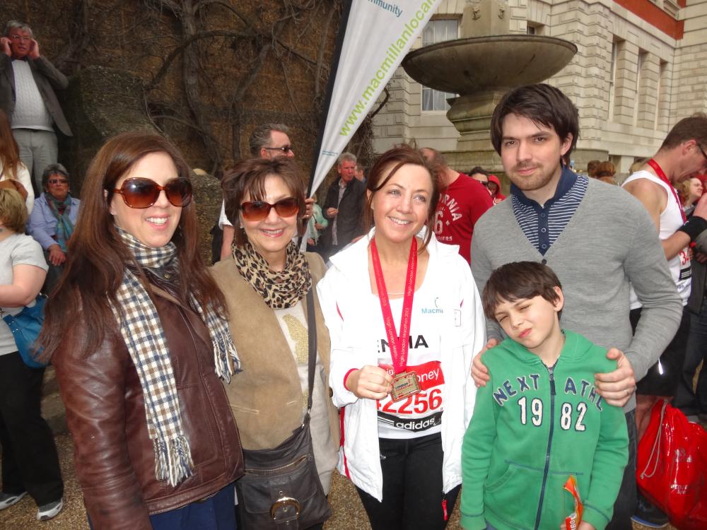 With family after the finish
