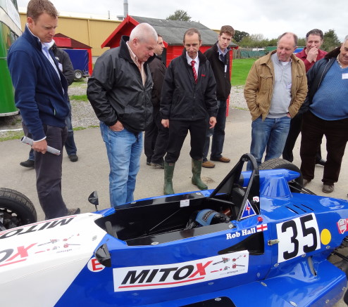 Peter showing off Mitox sponsored Formula Ford race car