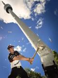 012 German Champion Robert Ebner, in action in front of Stuttgart's Television Tower