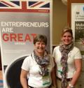 Tracey and Jill from BIGGA welcome guests to the UKTI reception at the GIS Show in Orlando