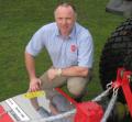 Loughborough Endowed Schools' Head Groundsperson Chris Parry with his Trimax Striker
