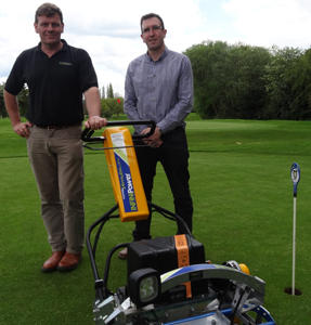 Tim Merrell, md of The Grass Group and John Coleman, md of ATT with the Infini System at Dore & Totley Golf Club, Sheffield