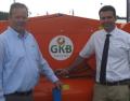 Jeremy Vincent of The Grass Group (right) pictured with Jan-Willem Kraaijeveld, Sales Manager at GKB Machines