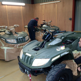 The Arctic Cat ATVs in their original green colour