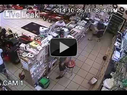 Stealing a Chainsaw Down The Pants?