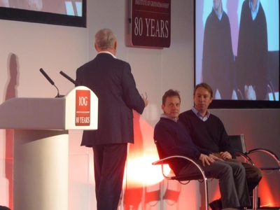 Mark Saggers with Ascot's Chris Stickels and York's William Derby at the horseracing Q&A