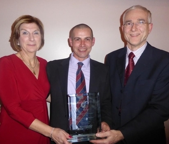 Eddie Ainsworth winner of Greenkeeper Award with Avro GC captains Victor and Jane Tarr