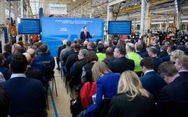 David Cameron speaking at Ransomes factory